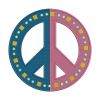 Blue and Pink Color World Peace Symbol Embroidery Design