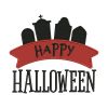 Cemetery Silhouette Happy Halloween Embroidery Design