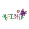 Creative Flower Purple Fish Embroidery Design