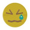 Crying Confounded Face Emoticon Emoji Embroidery Design