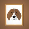 Cute Chocolate and White Beagle Face Vector Art