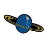 Blue Glistening Saturn Planet Embroidery Patch