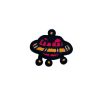 Pink and Orange Flying Saucer UFO Embroidery Patch
