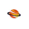 Orange Saturn Planet and Black Rings Embroidery Patch