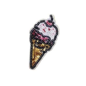 Cone Waffle Ice Cream Cherry on Top Beads Embroidery Patch