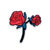 Charismatic Red Rose Flowers Stem Embroidery Patch