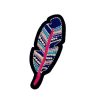 Exotic Blue Feather and Pink Quill Embroidery Patch