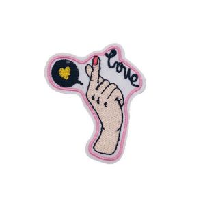 Love Caption Index Finger Upwards Embroidery Patch