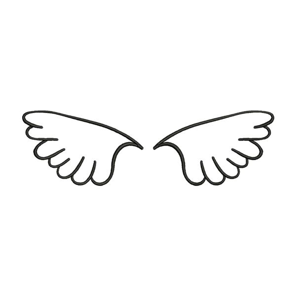 Enchanting Cupid Wings Line Art Drawing Embroidery Design – DigitEMB
