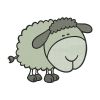 Endearing Grey Sheep Cartoon Art Embroidery Design