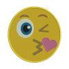 Face Blowing a Kiss Yellow Emoticon Emoji Embroidery Design