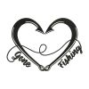 Gone Fishing Hook Heart Silhouette Embroidery Design
