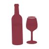 Maroon Wine Bottle and Wine Glass Silhouette Embroidery Design