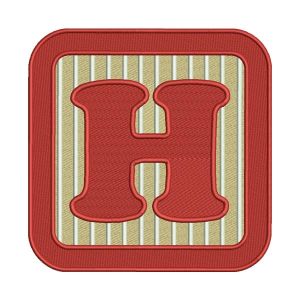 Red Frame Letter H Embroidery Design