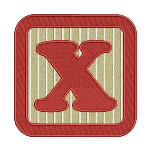 Red Frame Letter X Embroidery Design