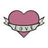 Romantic Pink Heart Love Banner Embroidery Design