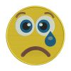 Sad Crying Face Big Eyes Yellow Emoticon Emoji Embroidery Design