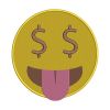 Smiling Dollar Face With Tongue Emoji Embroidery Design