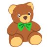 Cuddly Teddy Bear with Green Bow Tie Vector Art