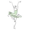 Ballerina Green Tutu Pirouette Vector Art