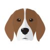 Cute Chocolate and White Beagle Face Vector Art