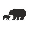 Bear and Cub Silhouette Art