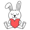Heart Holding Bunny Vector Art