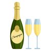 Fizzy Champagne with Glasses Vector Art