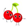 Playful Beady Eyed Cherry Couple Vector Art