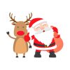 Santa Claus and Reindeer Wishing Christmas Vector Art