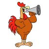 Passionate Rooster Crowing with Megaphone Vector Art