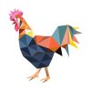Seductive Colorful Rooster Origami Vector Art
