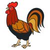 Charming Multi-Colored Rooster Vector Art