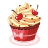 Delish Buttercream And Cherry On Top Cupcake Vector Art