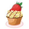 Delectable Strawberry Velvet Cupcake Vector Art