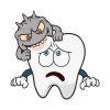 Tricky Cavity Attacking Tooth Animation Vector Art
