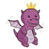 Flying Crowned Purple Baby Dragon Vector Art