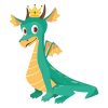 Intricate Crowned Green Baby Dragon Vector Art