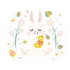 Bunny Caressing Egg Easter Season Vector Art