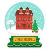 Merry Christmas House in Snowglobe Vector Art