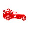 Kisses Carrying Pickup Truck Valentine’s Day Vector Art