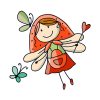 Red Riding Hood Fairy Holding Heart Wand Vector Art