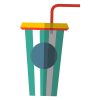 Fizzy Plastic Cup Cinema Drink Vector Art