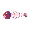 Beady Eyed Gradient Color Fish Bone Vector Art