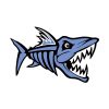 Deadly Piranha Cartoon Fish Bone Vector Art