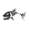 Rageous Piranha Fish Bones Silhouette Art