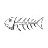 Sketched Fish Bone Silhouette Art