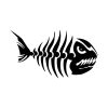 Furious Piranha Fish Bone Silhouette Art