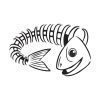 Smirking Pike Fish Bone Silhouette Art