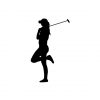 Posing Female Golfer Silhouette Art